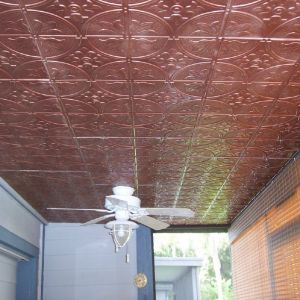 Painted Rustoleum Copper #309 faux tin ceiling tiles decorative