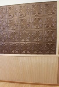 321 Bronze and 331 Maple veneer tambour wainscot faux tin and veneer maple wainscot wall paneling
