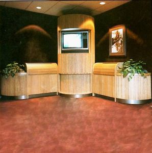 Solid wood red oak tambour media console solid wood tambour media console