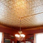 Pattern#209 painted with rustoleum brass glue up faux tin ceiling tile