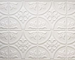 White #309 2'x4' faux tin ceiling tile white glue up decorative-faux-tin-ceiling