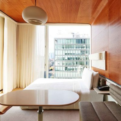 tambour wall panels and ceiling
