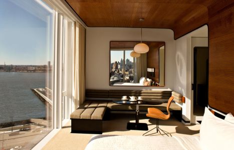 tambour wall paneling and ceiling