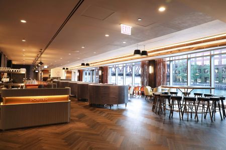383 white oak tambour paneling - with a grey wash finish. white oak 383 tambour wood wall paneling