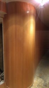 solid red oak tambour wall panel